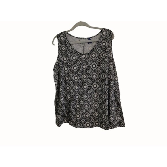 Catherines Womens Tank Top Black & White Petite 1x 18/20WP - Picture 4 of 8